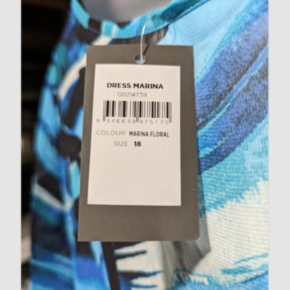 NWT Ave Studio Marina Floral Chiffon Lined Short Flutter Sleeve Dress Sz 18 - Picture 2 of 3